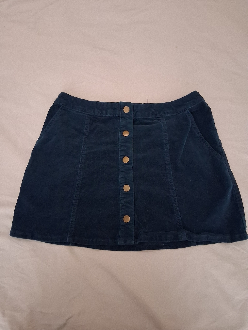Altar'd State Navy Button-Front Mini Skirt